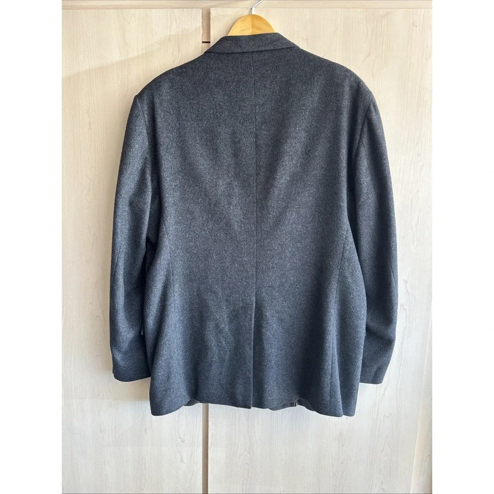 Club Room Mens 44L Blazer 100% Camel Hair Coat Charcoal Gray Two Button Jacket